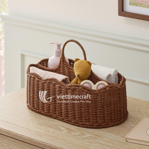 Organizador de Ratán Natural Vintage con Asa Arqueada Alta, Almacenamiento Ecológico para Guardería, Escritorio, Hogar y Oficina - Product Image 4