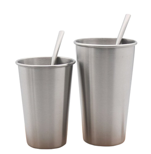 Mug en verre et métal personnalisé, design moderne, avec paille, qualité standard, en acier inoxydable, pour bar et bière - Product Image 1