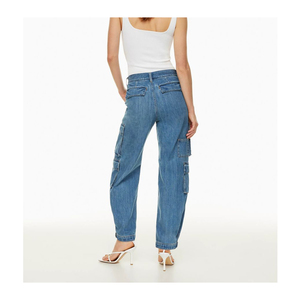 Women's High Waist Denim Straight Fit Breathable Casual Eco-Friendly Washed <b>Stretch</b> Loose Fit Jeans with Zipper Fly - Product Image 5