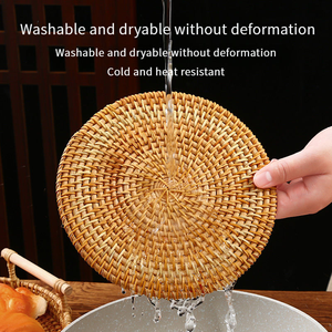 Sous-plat isolant en rotin pour table à manger, tapis anti-brûlure pour plat de cuisson, sous-plat pour assiette, tapis résistant aux hautes températures pour tasse à thé, dessous de verre - Product Image 3