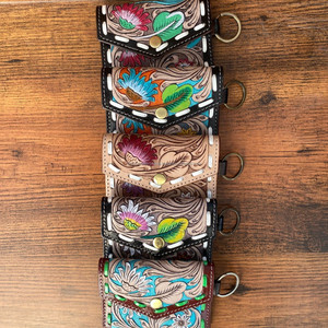 Nouveau Design 2024 Porte-Monnaie Vintage en Cuir Gravé à la Main avec Porte-Clés Portefeuilles à Monnaie Floraux pour Femme en Cuir de Vache Pleine Fleur Véritable - Product Image 4