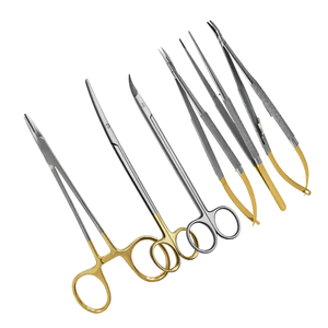 Ensemble de 6 instruments de microchirurgie en acier inoxydable, ciseaux chirurgicaux manuels, pinces, porte-aiguilles pour la chirurgie générale, hôpital - Product Image 6