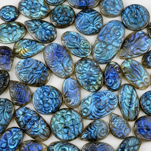 Pierre précieuse de labradorite naturelle de qualité supérieure, sculptée à la main, pour incrustation de bijoux |   Pierre de cristal flash |   Fournitures d'artisanat - Product Image 5