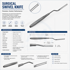 Couteau pivotant AL MIDA 19,5 cm en forme de baïonnette 3mm/4mm/5mm en acier inoxydable allemand, instruments manuels de chirurgie ORL et plastique, Classe II - Product Image 6