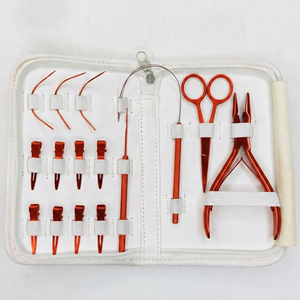 Kit d'outils pour extensions capillaires TEEJAY, très vendu, pinces, ciseaux, clips, outil d'installation et de retrait en acier inoxydable, finition arc-en-ciel - Product Image 2