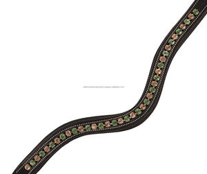 Banda de cejas de mayorista internacional Adams de alta calidad para caballos en forma de V equipo de cuero acolchado de cristal transparente - Product Image 2