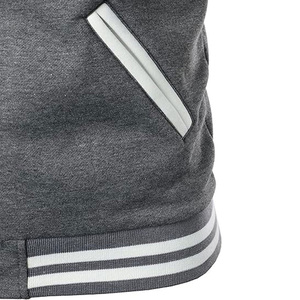 Nouvelle veste bomber universitaire en laine bleu roi et cuir noir, col montant, style universitaire, design streetwear, logo frontal - pour l'hiver - Product Image 4