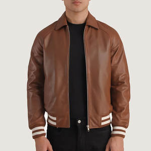 Chaquetas Varsity de Cuero Cómodas para Jóvenes, Forro Suave y Transpirable, Ropa Varsity Moderna - Product Image 1