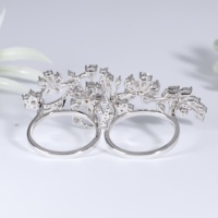 Bague à deux doigts TULSIYA JEWELS, classique, grand cluster de diamants de laboratoire, motif floral, en or, alliance de mariage, bijou de luxe pour femme