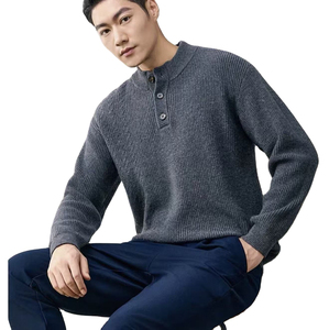 Men's Comfortable Winter <b>Henley</b> Sweater <b>Long</b> <b>Sleeve</b> Soft Knitted Pullover Button Neck Classic Casual Apparel Wholesale Knitwear - Product Image 6