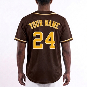Camiseta de Béisbol Personalizada Marrón con Botones al Frente, Manga Corta, Malla Sublimada Transpirable, Nombre del Equipo y Número - Product Image 4