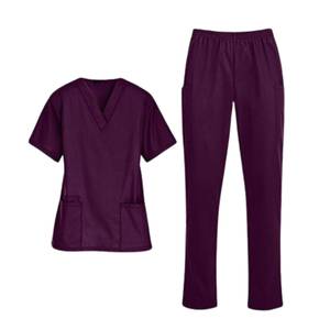 Women's Black <b>Scrub</b> <b>Set</b> with Pockets Hospital Uniform Jersey Fabric Cotton Polyester Woven Pants and Top - Product Image 6
