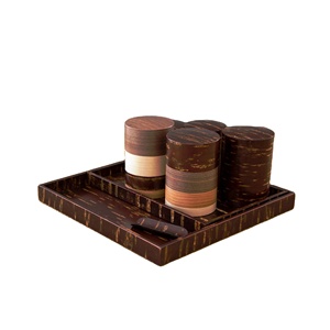 Plateau carré Écorce à effet bois Produit de vente chaud Bol décoratif en bois de manguier avec écorce d'arbre Fabriqué en Inde - Product Image 1