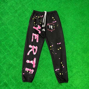 Conjunto de Jogger y sudadera recortada con estampado de salpicaduras unisex | Chándal de calle con estampado serigrafiado | Pantalones con puños y sudadera con cremallera - Product Image 1