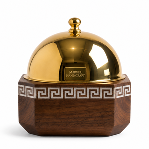 Marvel Handicraft Premium Wooden Insulated Casserole with Gold Stainless Steel Dome Lid Luxury Hot <b>Food</b> <b>Server</b> Gift Serveware - Product Image 1