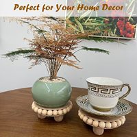 Présentoir Rond en Bois Personnalisé avec Logo, Plateau sur Pied à Bord Perlé pour Plantes, Bougies, Décoration de Comptoir de Cuisine – Vente en Gros