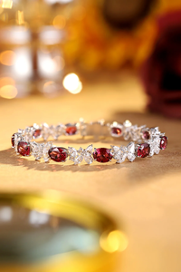 Classic 925 Silver <b>Bracelet</b> With Oval Cut Lab grown Diamonds And <b>Ruby</b> Side Stones Classic Wedding Jewelry IGI Certified - Product Image 6