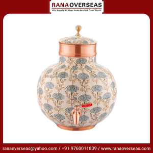 Tanque de almacenamiento de agua de cobre puro de alta calidad más vendido con diseño impreso de esmalte floral en dos tonos al mejor precio - Product Image 3