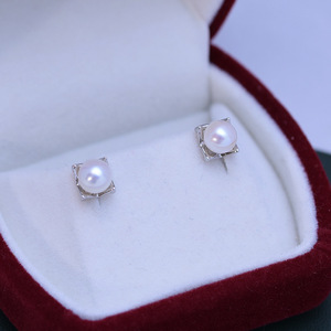 Pendientes de Perlas de Agua Dulce de 6-7 mm, Estilo Nido de Pájaro, Plata S925 con Luz Intensa, Casi Impecables - Product Image 4
