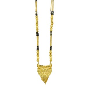 Joyería Mangalsutra al por Mayor, Colgante Largo Chapado en Oro de 24K, Joyería Tradicional India para Bodas, Chapado en Oro Micronizado - Product Image 3