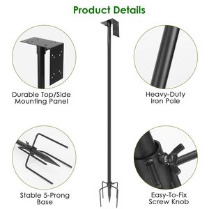 Set Palo per Casetta per Uccelli Resistente da 200 cm, Altezza Regolabile, Base a 5 Punte, Kit di Montaggio per Mangiatoia per Uccelli da Giardino di Qualità - Product Image 6