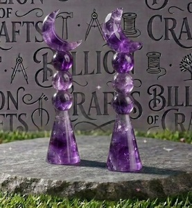 Juego de Figuras Decorativas de Luna Creciente de Amatista Hechas a Mano, Decoración Islámica para el Hogar, Regalo para Ramadán y Eid - Product Image 1