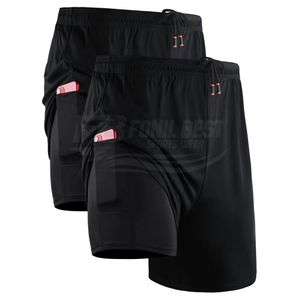 Shorts de sport décontractés pour hommes, coupe ample, technologie de séchage rapide, doublure compressive, tissu respirant, fermeture à cordon de serrage sur le devant - Product Image 6