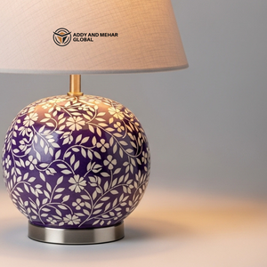 Modern Bone Inlay Table Lantern Aesthetic Floral Inlay <b>Ginger</b> <b>Jar</b> Light High-End Handicraft Decorative Accent Lamp with Custom - Product Image 4