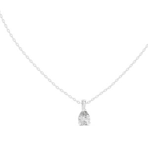 Pendentif en or blanc 14 carats avec diamant de laboratoire en forme de poire pour femme |   Engagement |   Nouveau diamant cultivé - Product Image 1