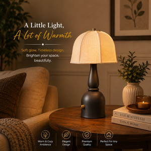 Vintage Rechargeable Wooden <b>Table</b> <b>Lamp</b> | 2600mAh Battery Fabric Shade Cordless LED Desk <b>Lamp</b> 10 Hours Runtime Premium Home Decor - Product Image 2