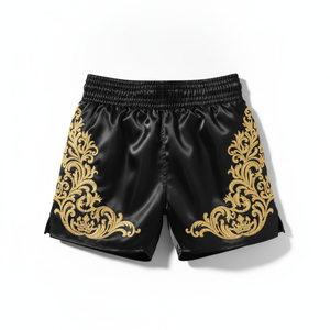 Shorts de sport pour homme en soie coupée, brodés de fleurs sauvages et de lavande, à absorption de l'humidité, toucher doux, coupe ajustée, style boutique - Product Image 1
