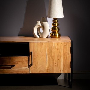Mueble para TV Vandana Novara Vista de Dos Cajones y Dos Puertas, Consola de Entretenimiento Moderna de Madera Maciza - Product Image 6