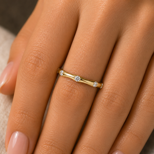 Unique 14K Pure Gold Round cut Lab Grown Diamond Eternity <b>Ring</b> Nature Inspired Stackable Band Anniversary <b>Ring</b> Wedding <b>Ring</b> - Product Image 2