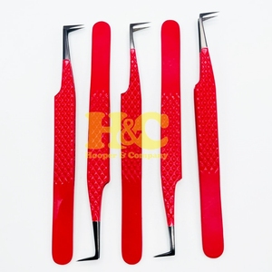 Eyelash Tweezer 90 Degree Red Tweezers Sustainable Sharp Grip Durable Fine Tip Top Ranking Tweezers Stainless Steel Private Logo - Product Image 2