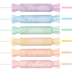 Evidenziatori Candy Macaron Colori Assortiti Asciugatura Rapida a Base d'Acqua con Punta a Scalpello Scrittura Fluida 6 Colori - Product Image 1