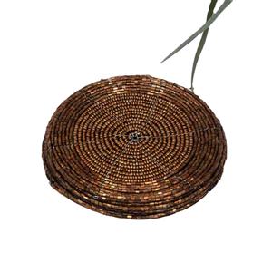 Wholesale Round Shaped Green colour <b>Beaded</b> Embroidery <b>Coasters</b> Handcrafted Beautiful Beads <b>coaster</b> From India - Product Image 2