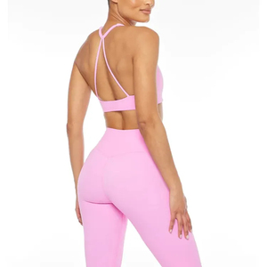 Girls Sexy Sport <b>Bras</b> Yoga Wear Fitness Active Shorts Sets Women Summer Solid Crop Top knitted two Pieces Set Sexy Club Floral - Product Image 2