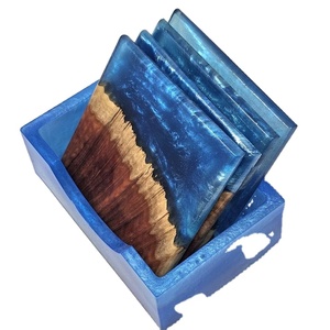RESIN & ACACIA <b>WOOD</b> COASTER <b>SET</b> of 6 PCS KITCHEN HOME & TABLETOP TABLE DECORATION ACCESSORIES - Product Image 5