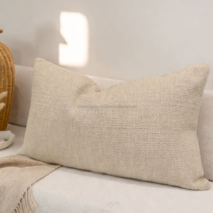 Housse de coussin lombaire tissée à la main bleu et blanc 30 × 50 cm, motif rayé texturé, coussin décoratif pour canapé - Product Image 6