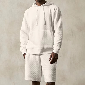 Outfits Long Sleeve and Shorts Men's Tracksuits Custom logo Waffle Sweatshirt <b>Set</b> Two Piece Pullover Sweatshirt Hoodies <b>Sets</b> - Product Image 1