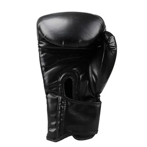 Gants de boxe en cuir noir pour adultes, à doigts entiers, avec lacets et support de poignet, équipement d'entraînement - Product Image 3