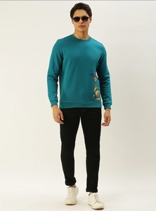 Sudadera de Cuello Redondo Color Verde Azulado para Hombre, Corte Regular, Logotipo Estampado, Informal, Tejida, 100% Algodón, para Otoño - Product Image 5