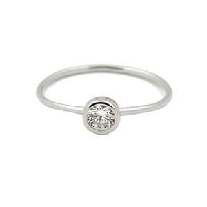 Bague solitaire en or massif 14 carats avec diamant de laboratoire taille ronde, bagues de fiançailles, vente en gros, bague en or blanc sertie clos - Product Image 1