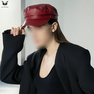 Gorras de Cuero Genuino Rojo, Estilo Vintage, de Alta Calidad, Clásicas, Cómodas, para Otoño/Invierno - Product Image 6