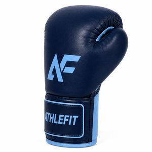 ถุงมือชกมวยหนัง Athlefit แบบผูกเชือก สีน้ำเงิน พร้อมโลโก้ AF สำหรับผู้ใหญ่ รับทำโลโก้ตามสั่ง - Product Image 5