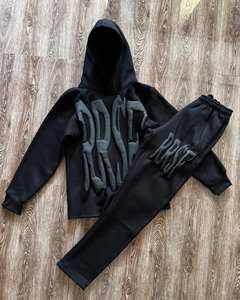 Ensemble survêtement homme personnalisé avec logo, 2 pièces, imprimé graphique, sweat à capuche et pantalon de survêtement, streetwear, fournisseur - Product Image 2