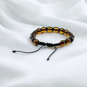 Adjustable Baltic Amber Bracelet Natural Round Gemstone Braided Jewelry Unisex Gift For <b>Men</b> Women - Product Image 3