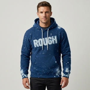 Sudadera con Capucha Personalizada OEM para Hombre, Estilo Acid Wash para Streetwear, 370g, Felpa, Oversize, con Parches, Venta al Por Mayor - Product Image 3