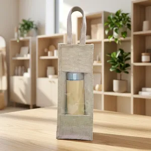 Trending Premium Jute <b>Bottle</b> <b>Bag</b> Natural Eco Friendly Reusable Carry <b>Bag</b> for Wine Beverage <b>Gift</b> Packaging Parties - Product Image 4