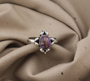Natural Purple Copper Bezel Setting 925 Sterling Silver Genuine Gemstone Classic Party <b>Statement</b> <b>Ring</b> Wholesale - Product Image 2